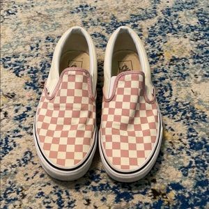 Pink checkered vans slip ons